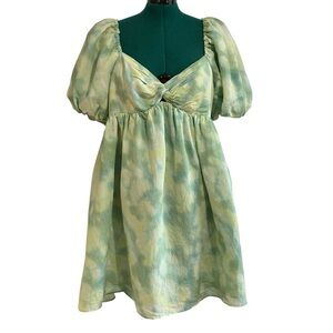 Future Collective Tie-Dye Puff Sleeve Mini Babydoll Dress